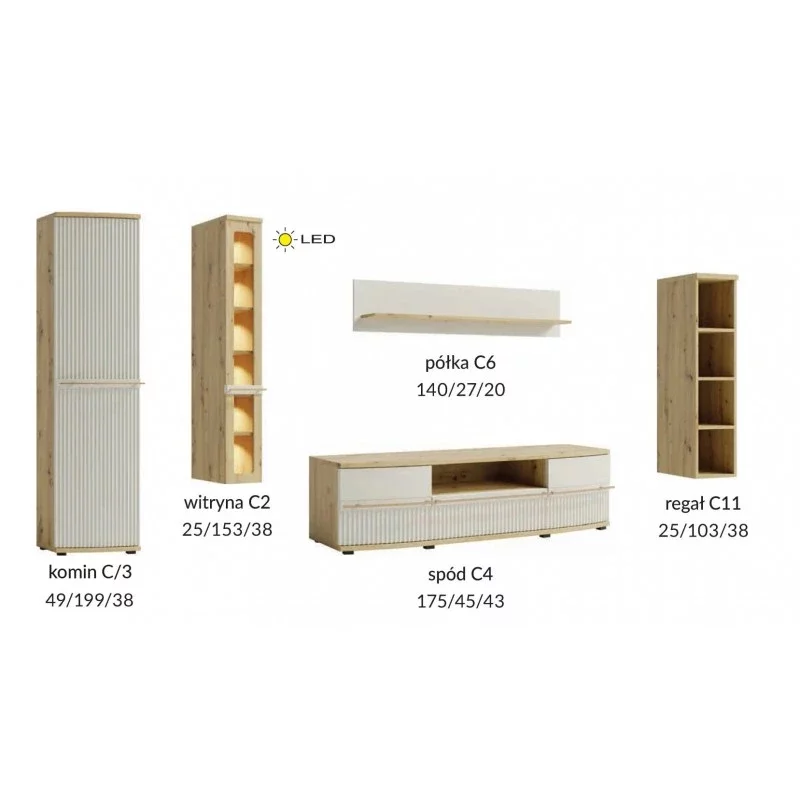 Set Living CANDY 1 - Stejar Artisan - Cashmere - 299 cm